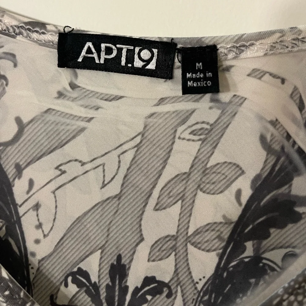 Vtg Y2K Boho Apt.9 Midi Stretch Dress Gray White Pattern Dye Print Scoop Neck MD - Picture 12 of 15